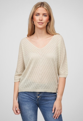 Cloud5ive Damen 3/4 Arm Top mit Fledermausärmeln und Lochmuster
