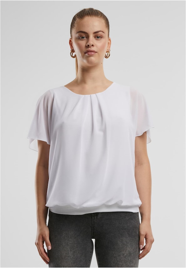 Cloud5ive Damen Chiffon Top 2-lagig mit Fledermausärmeln-2