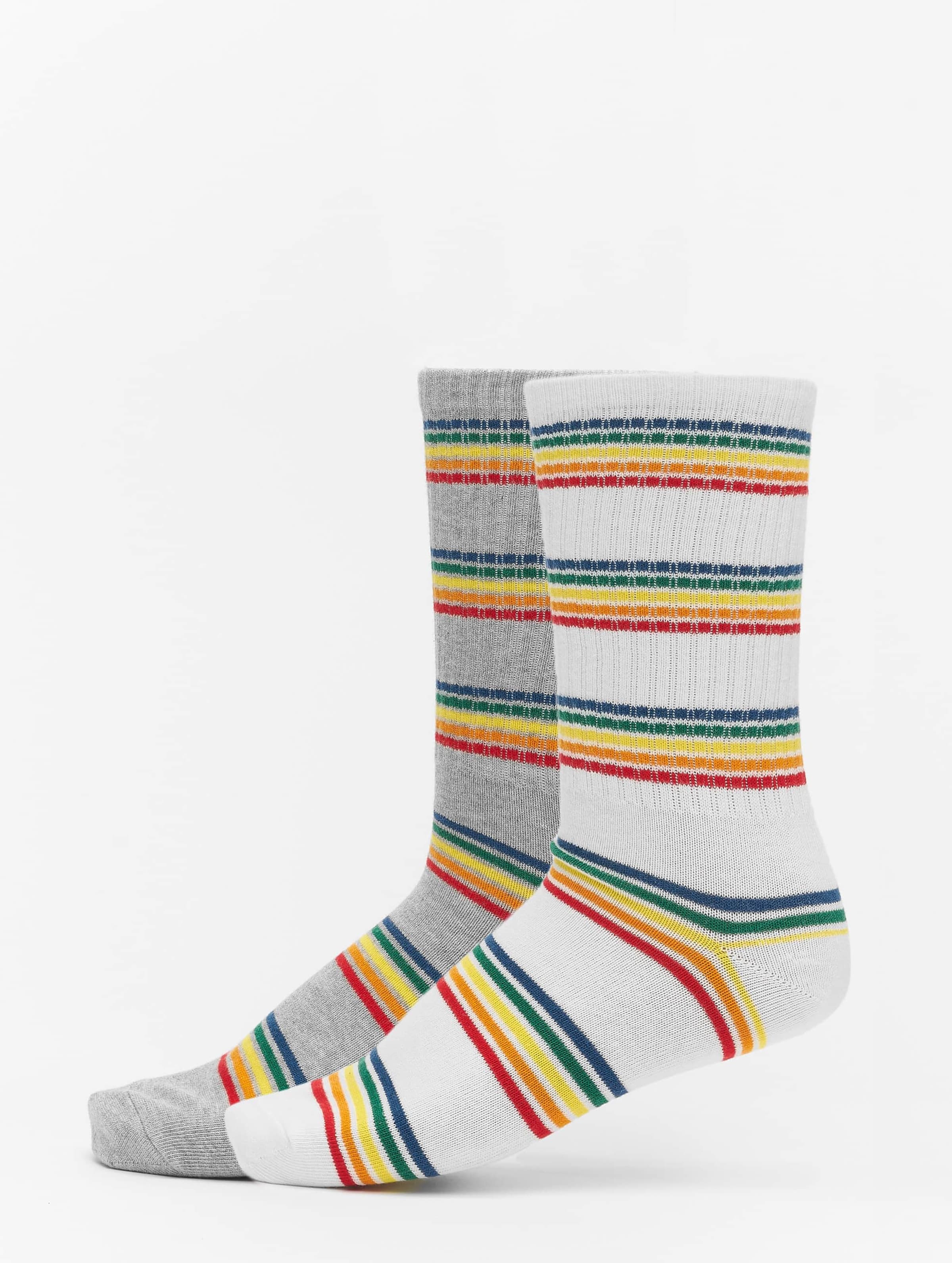 Urban Classics Rainbow Stripes Socks 2-Pack Unisex op kleur grijs, Maat 3942