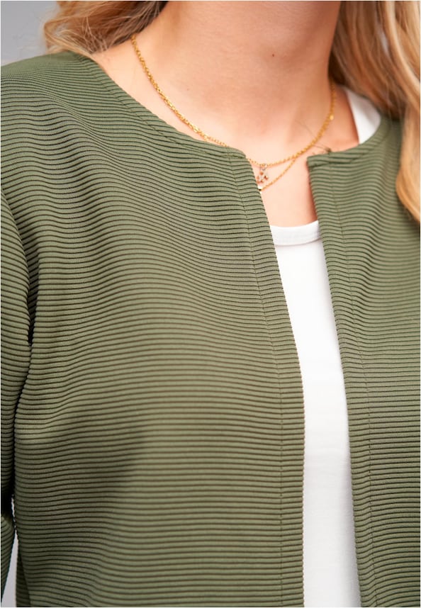 Strickjacke offener ribbed Cardigan-5