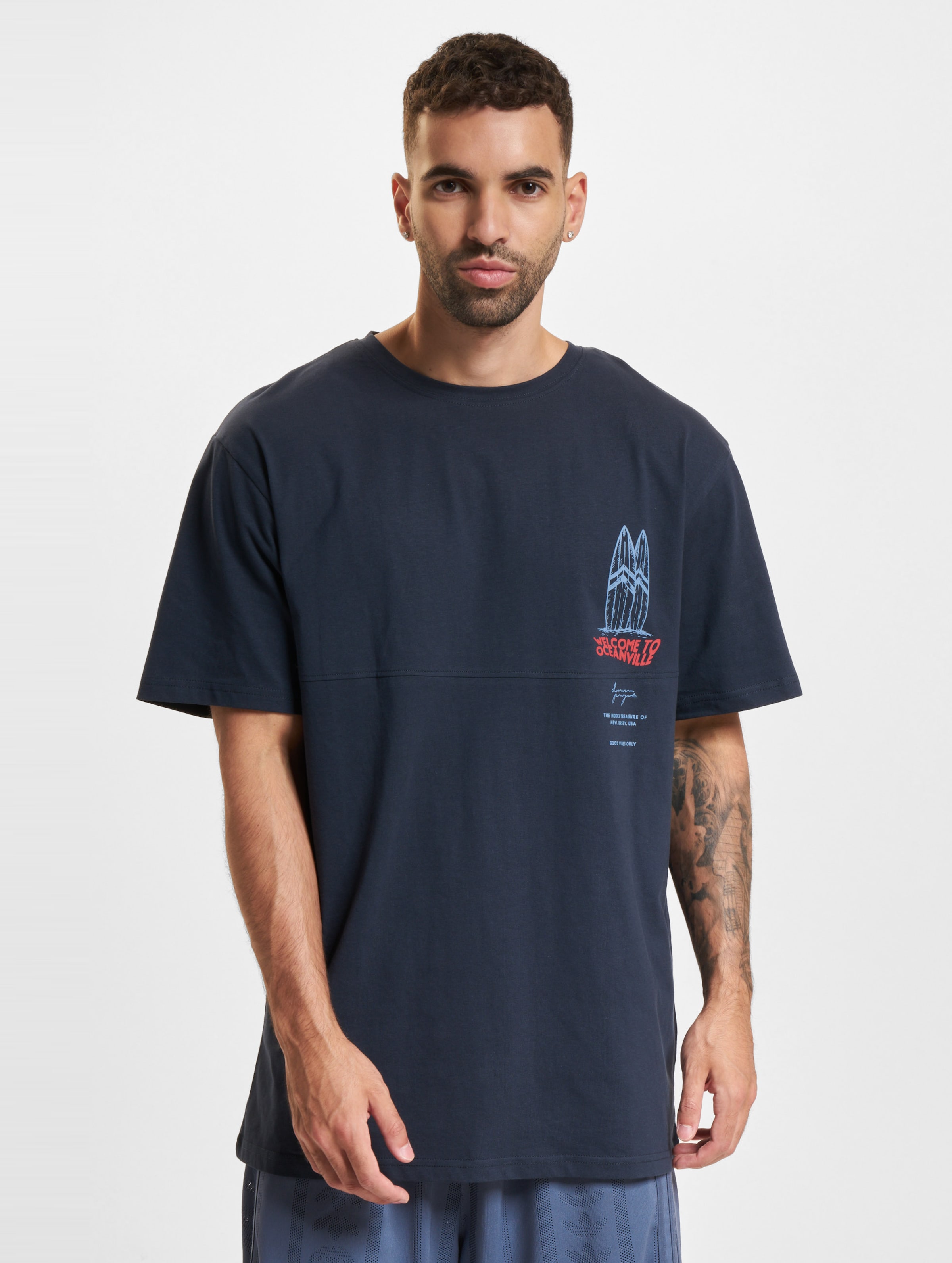 Denim Project Oceanville T-Shirt Männer,Unisex op kleur blauw, Maat XL