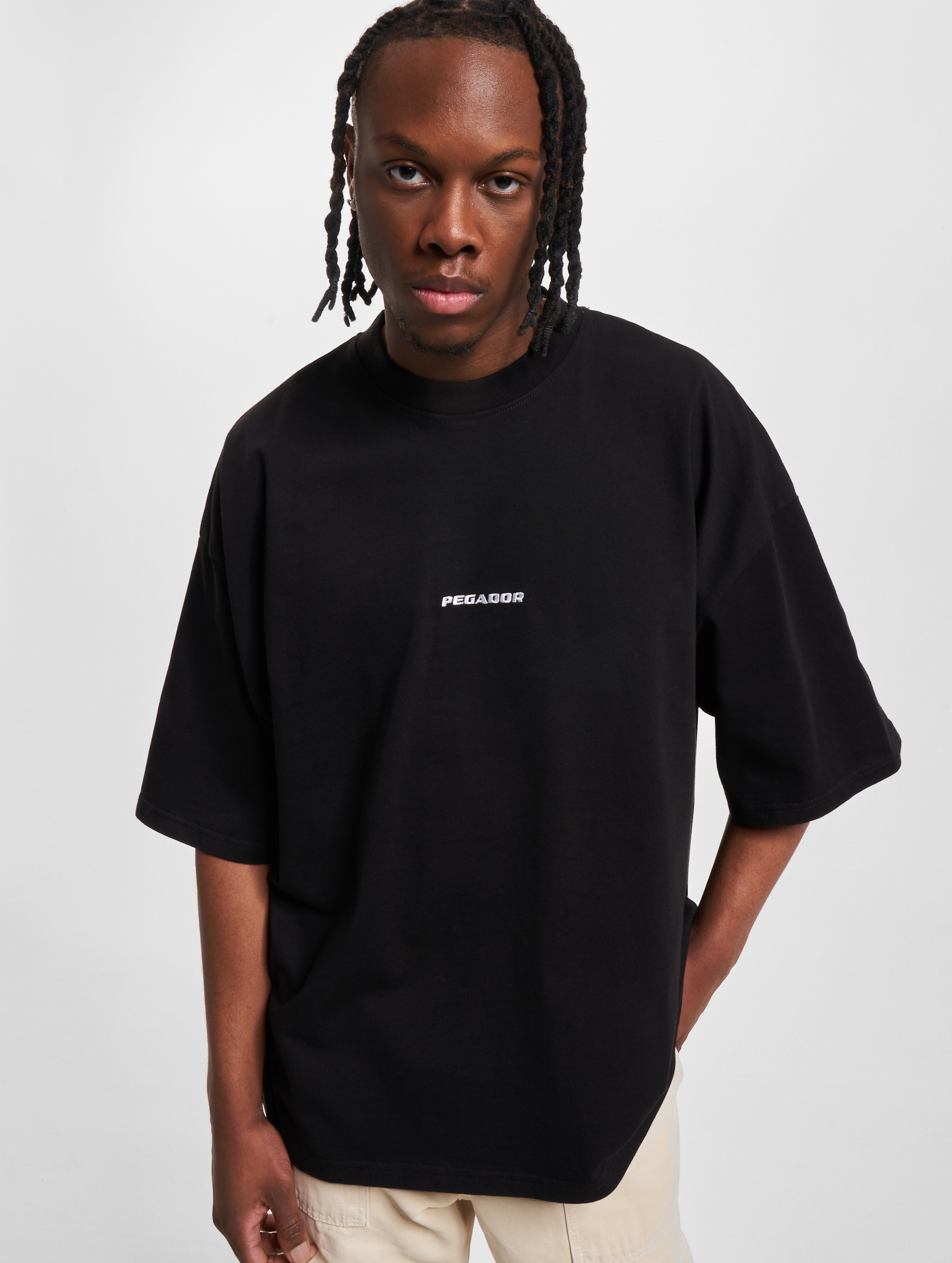 PEGADOR Pegador Logo Boxy T-Shirt Mannen op kleur zwart, Maat XXL