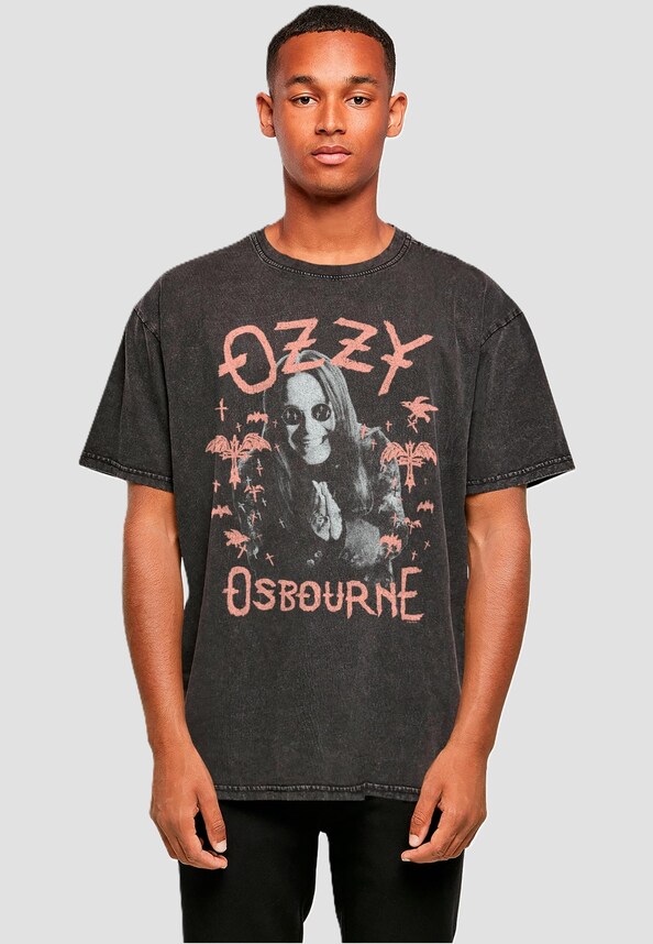 Ozzy Osbourne - Pink Bat Acid Washed Oversize Tee-0