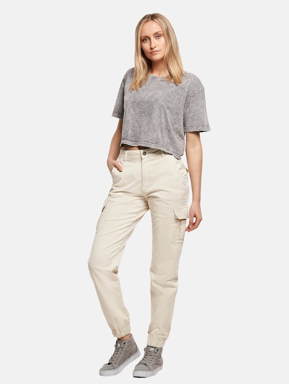 Ladies Acid Washed Cropped Tee-3