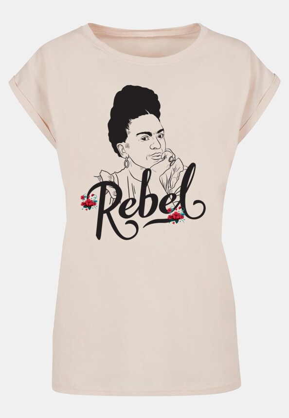 Ladies Frida Kahlo - Rebel two Extended Shoulder Tee-4