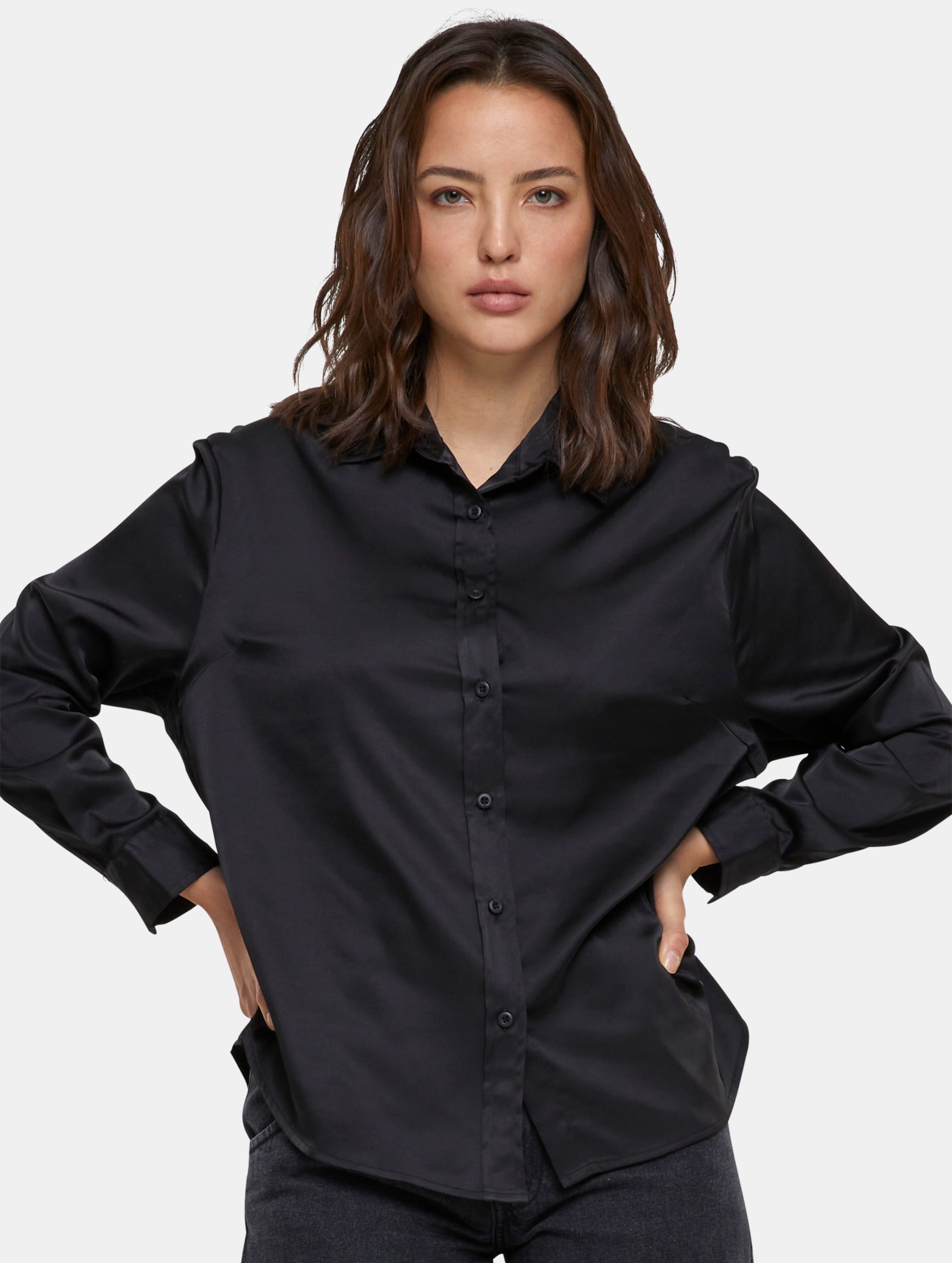 Urban Classics - Satin Shirt Blouse - XL - Zwart