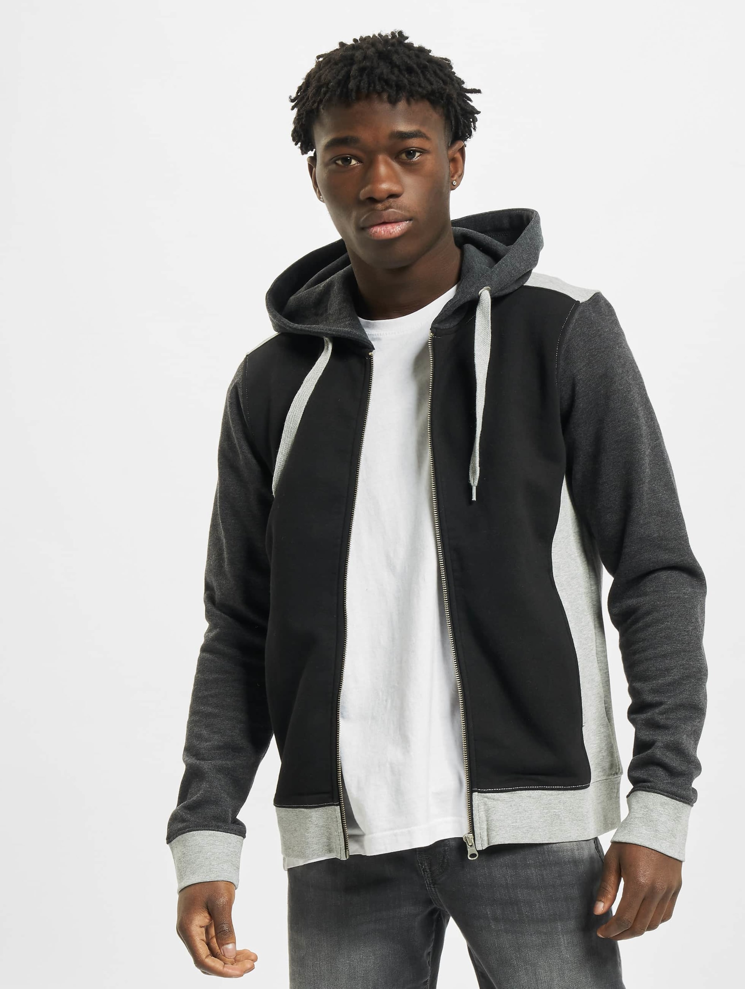 Urban Classics 3- Tone Sweat Zip Hoody op kleur zwart, Maat XL