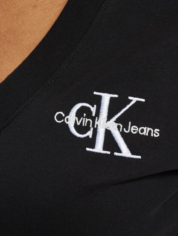 Calvin Klein Monogram Logo Bright | DEFSHOP Slim 94623 | T-Shirt V-Neck