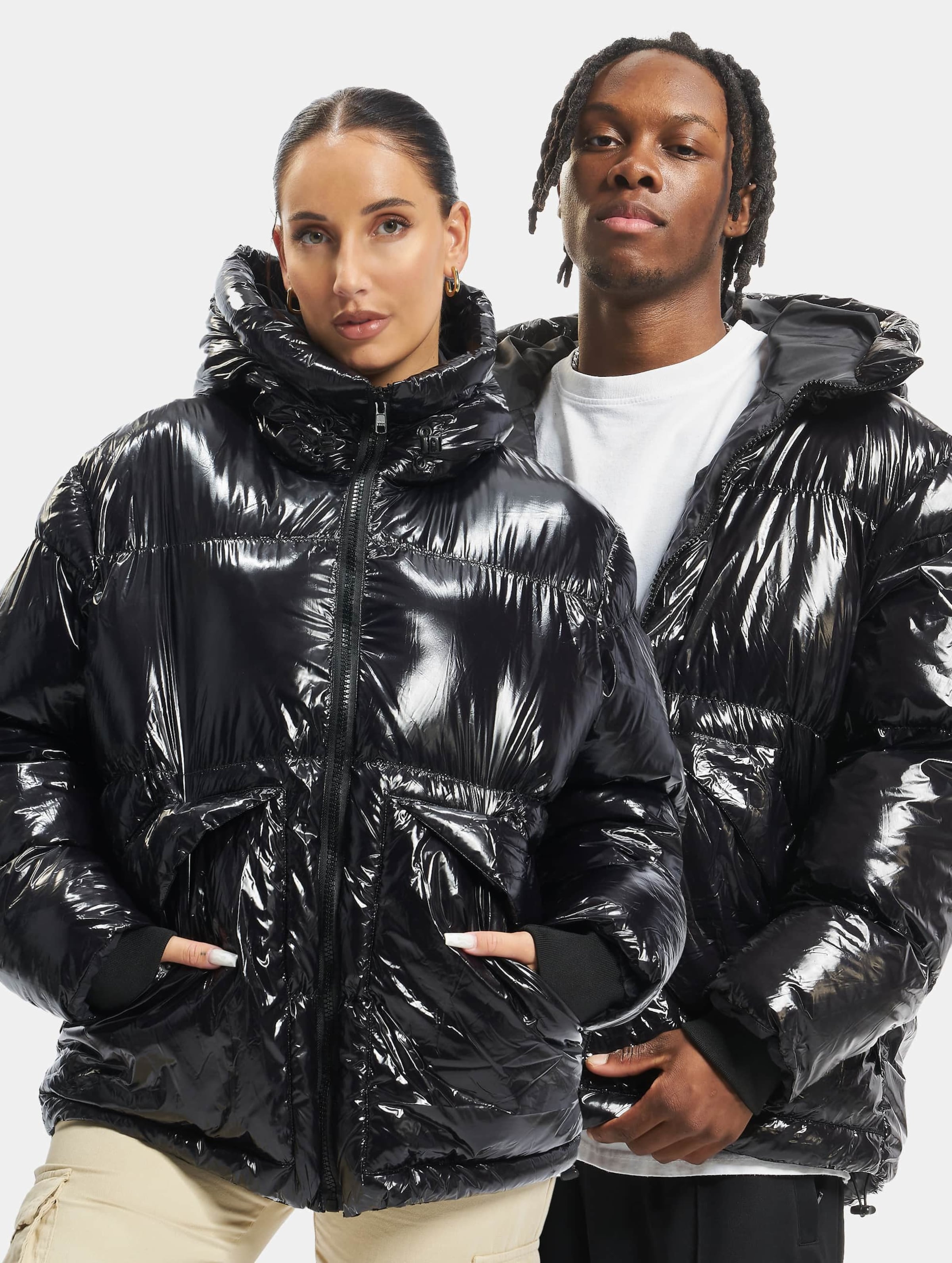 Black shiny hot sale puffer jacket