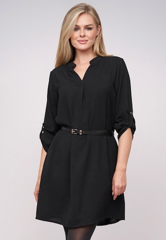 Musselin Dress with turn-up sleeves and belt