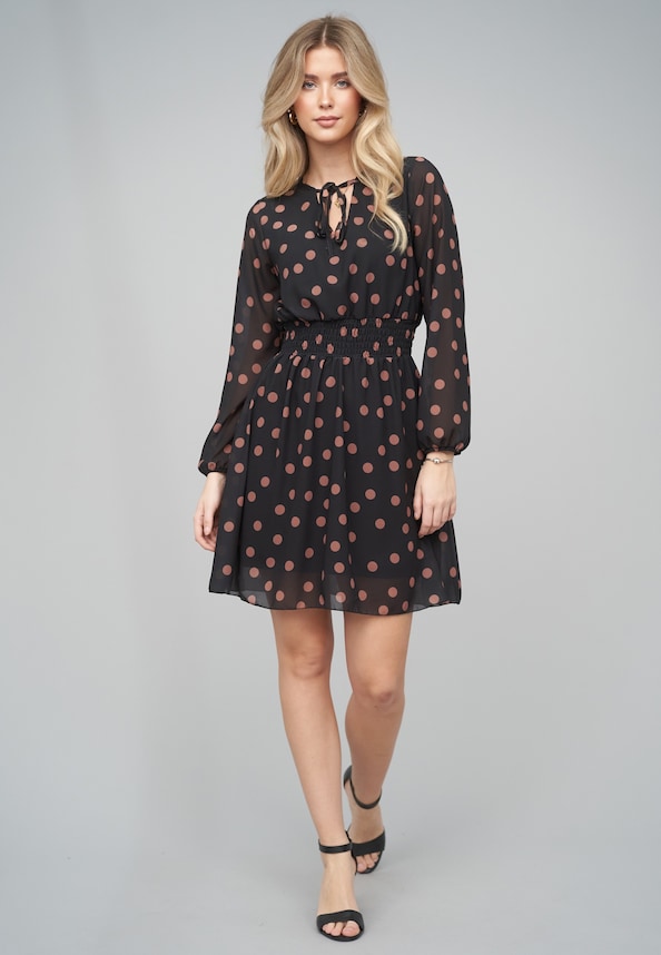 Long-sleeve Dress Polka Dots-5