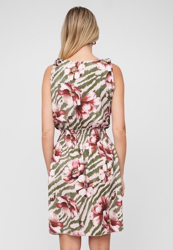 Dress with buttons and knot details flower print-1