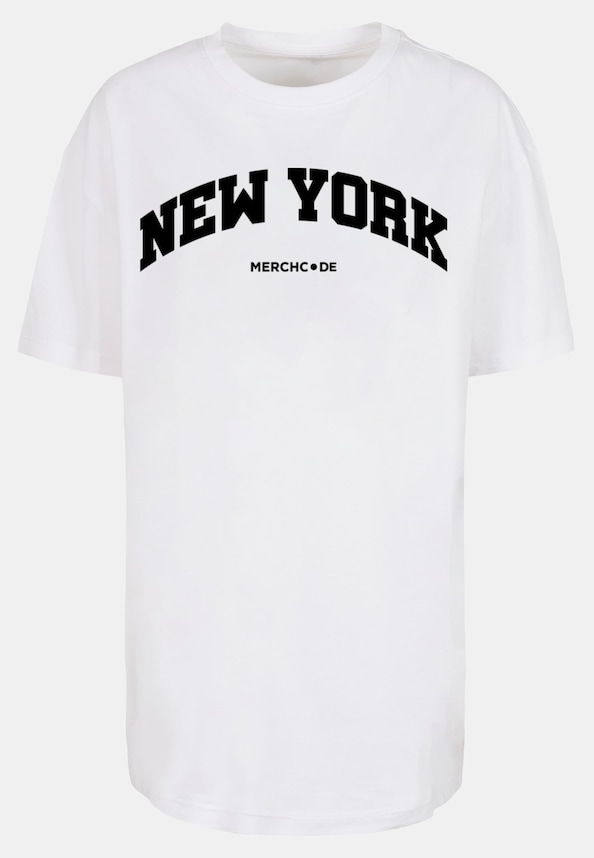 Ladies New York Wording - Oversized Boyfriend Tee-4