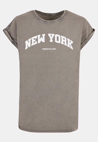 Ladies New York Wording - Acid Washed T-Shirt
