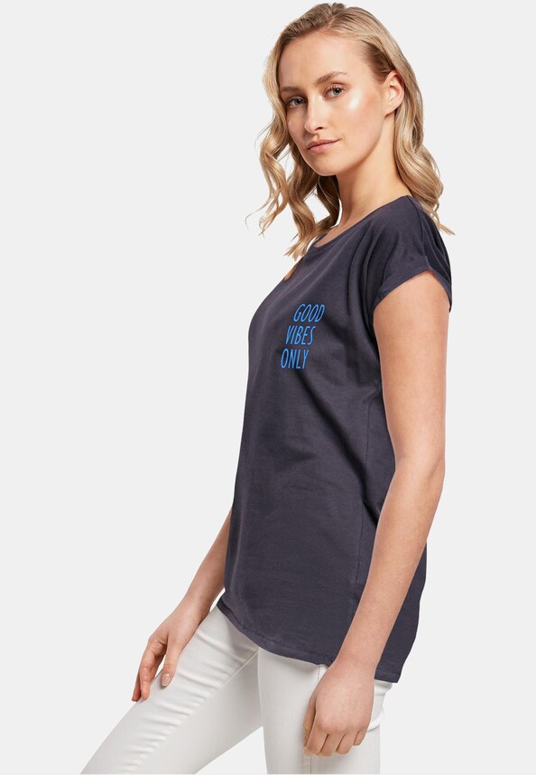 Ladies Good Vibes Only Extended Shoulder Tee-2