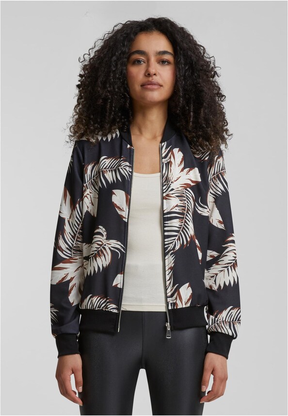 Cloud5ive Damen Blouson Bomberjacke mit Blätter Print-2