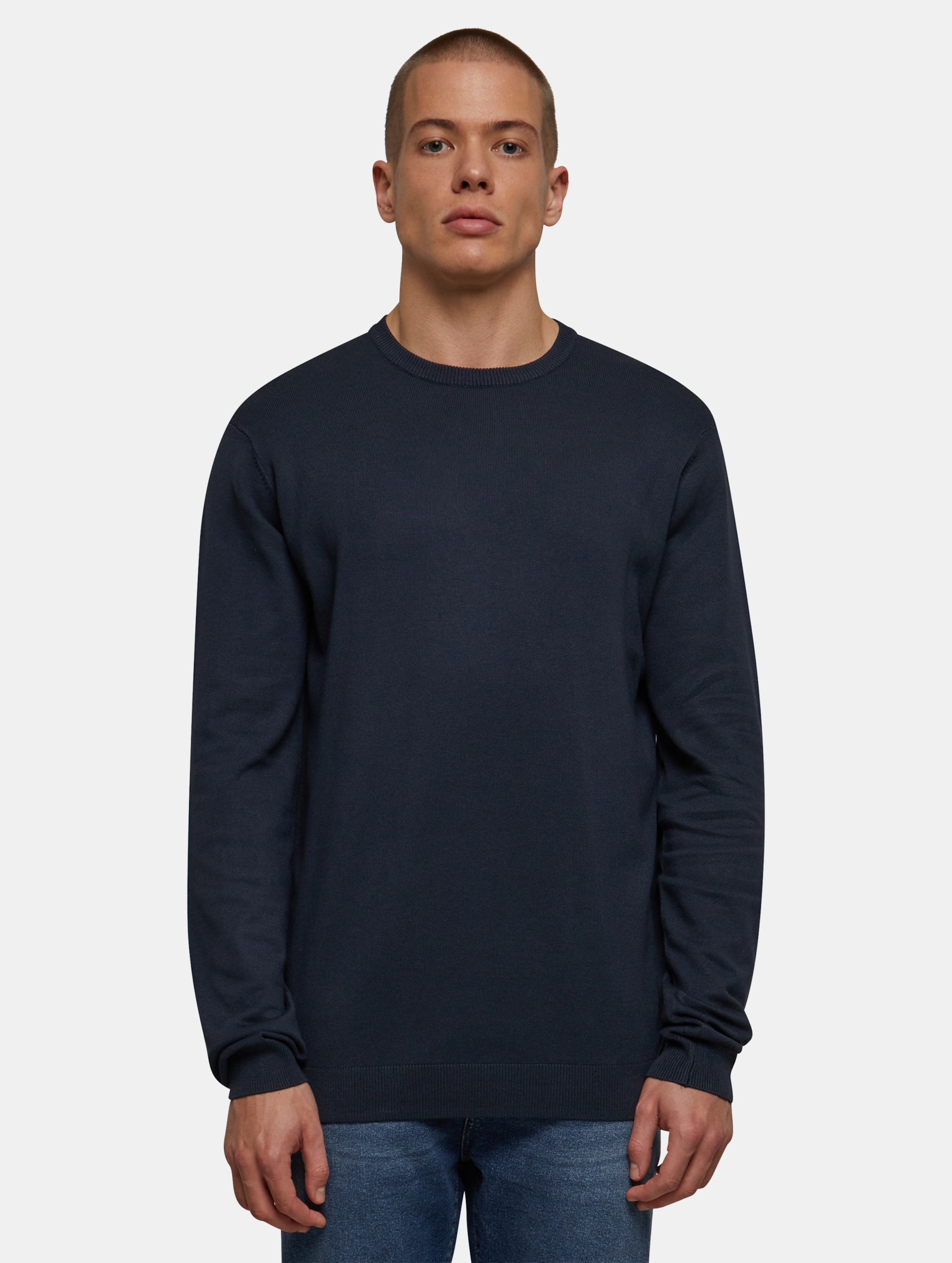 Urban Classics - Knitted Crewneck sweater - L - Donkerblauw