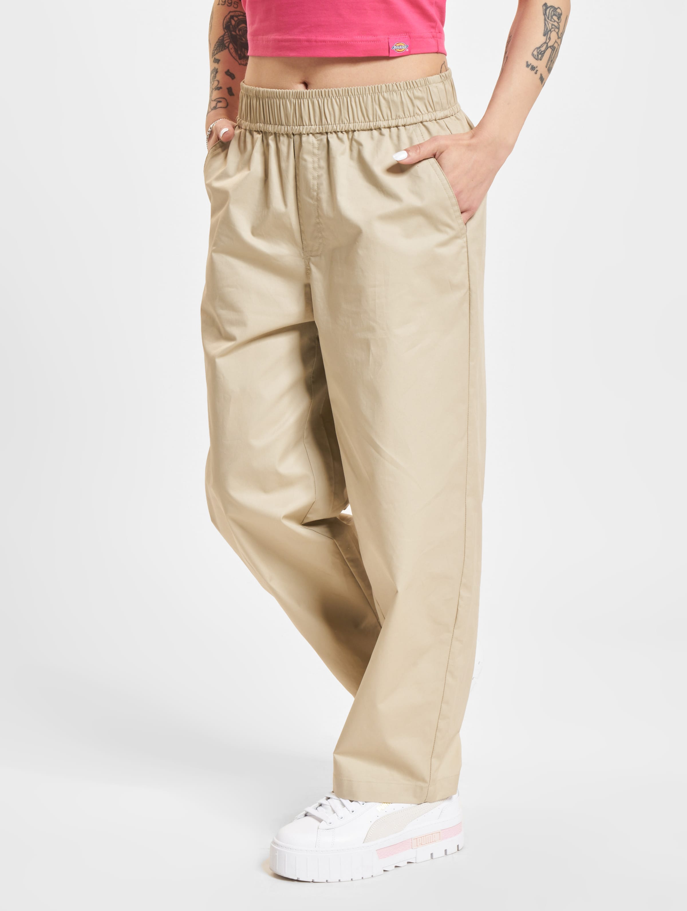 Only Zora Hotcrop Pull-Up Pants Frauen,Unisex op kleur beige, Maat XL32