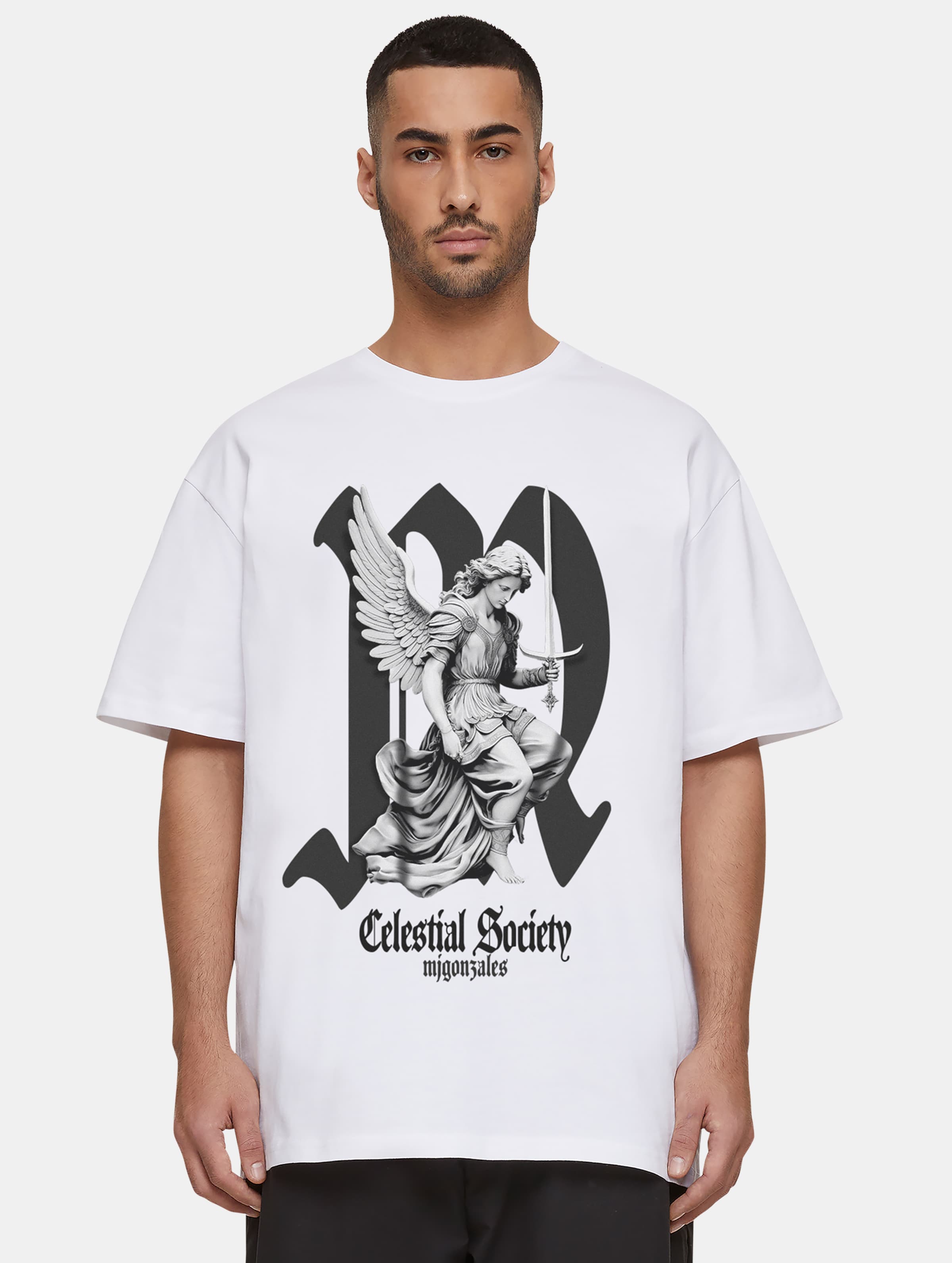 MJ Gonzales Angel's Armor Overzised T-Shirts Männer,Unisex op kleur wit, Maat 3XL