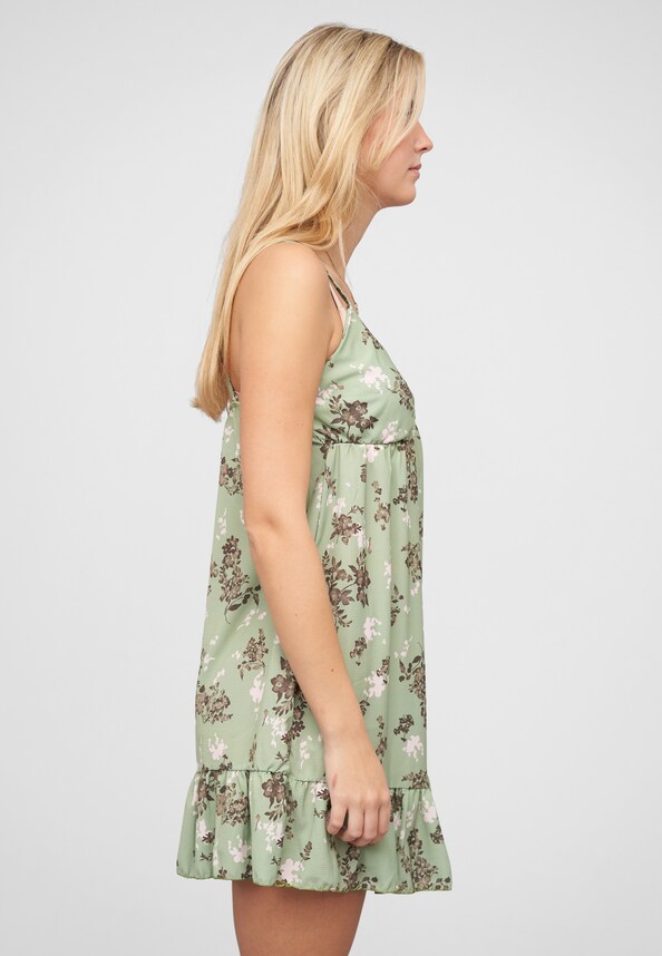 Struktur Träger Kleid mit Floralem Print-3