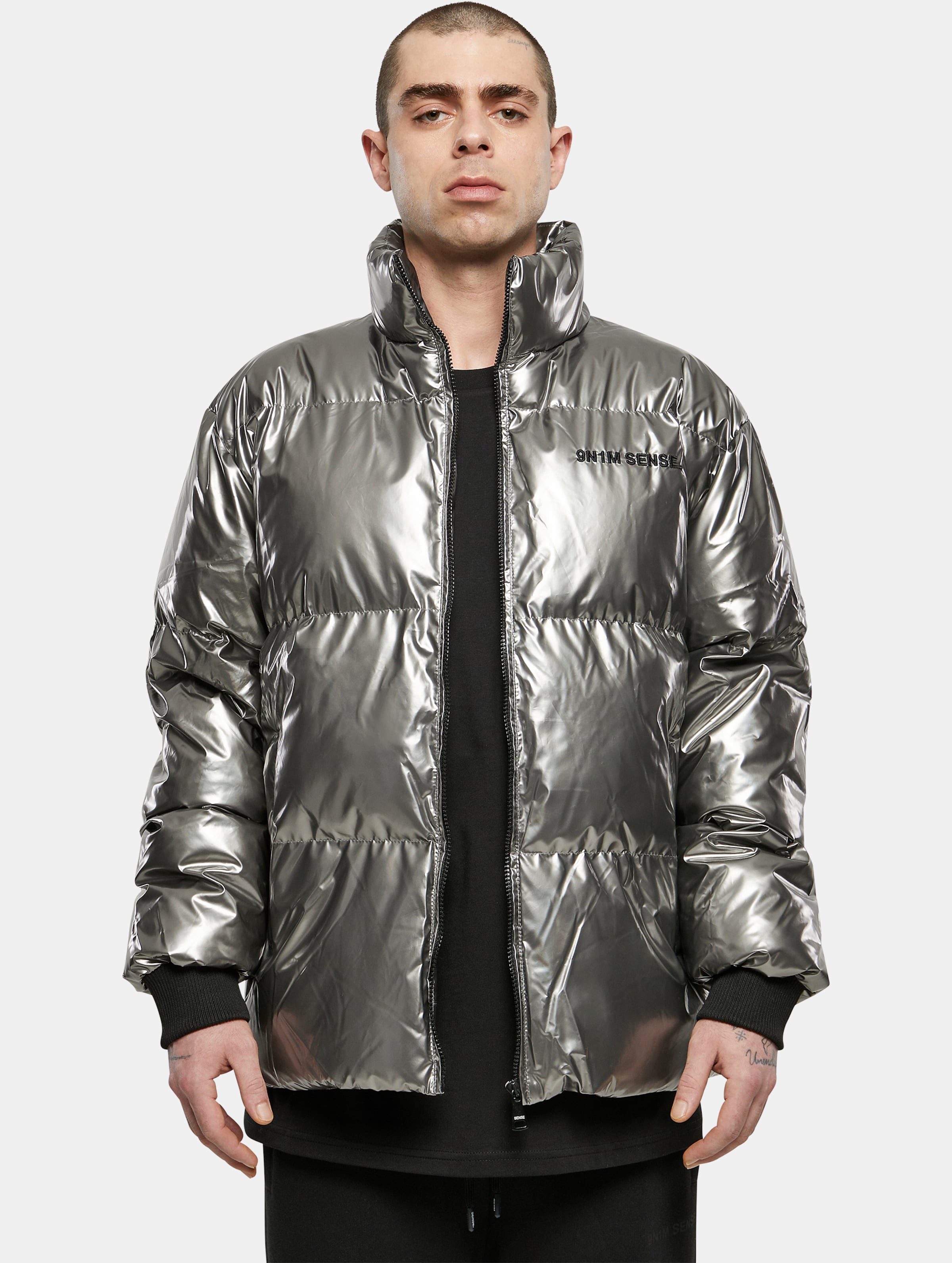 9N1M SENSE Sense Shiny Puffer Jacket Mannen op kleur zilver, Maat L