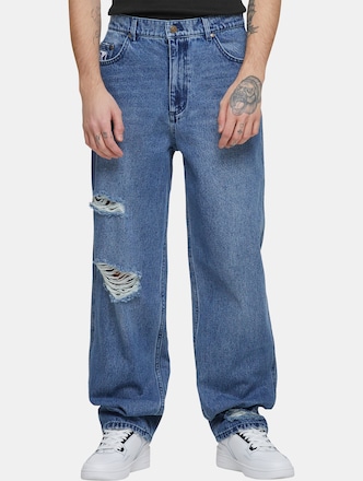 Karl Kani Small Signature Five Pocket Heavy Distressed Denim Jeans Baggy