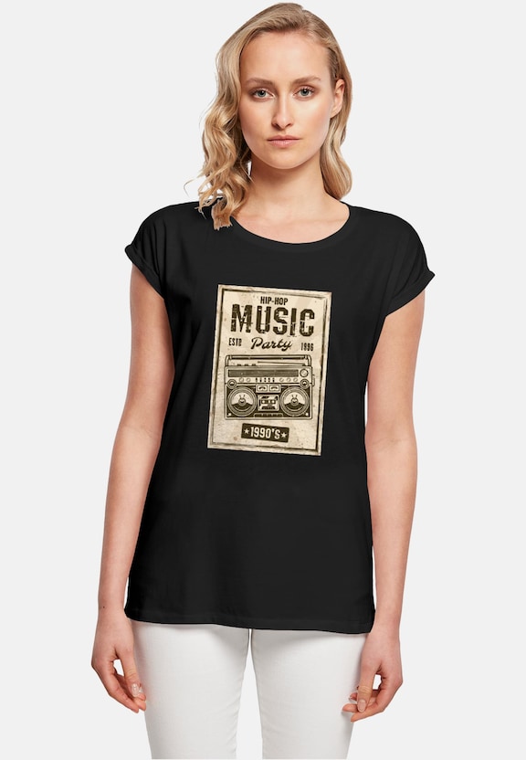 Ladies Retro Boom Extended Shoulder Tee-0