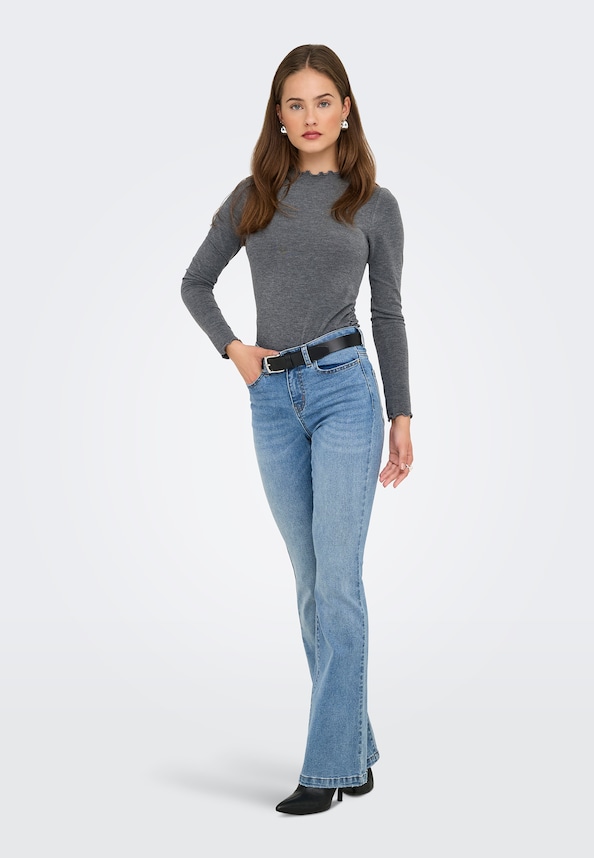 ONLGLAMOUR L/S MOCKNECK RUCHING TOP JRS-2