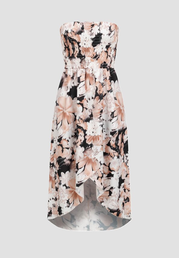 Bandeau Kleid in Wrap Look und AOP Blumen Print-2