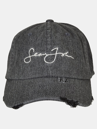 Sean John JA223-009-03 Script Logo Distressed Denim Cap