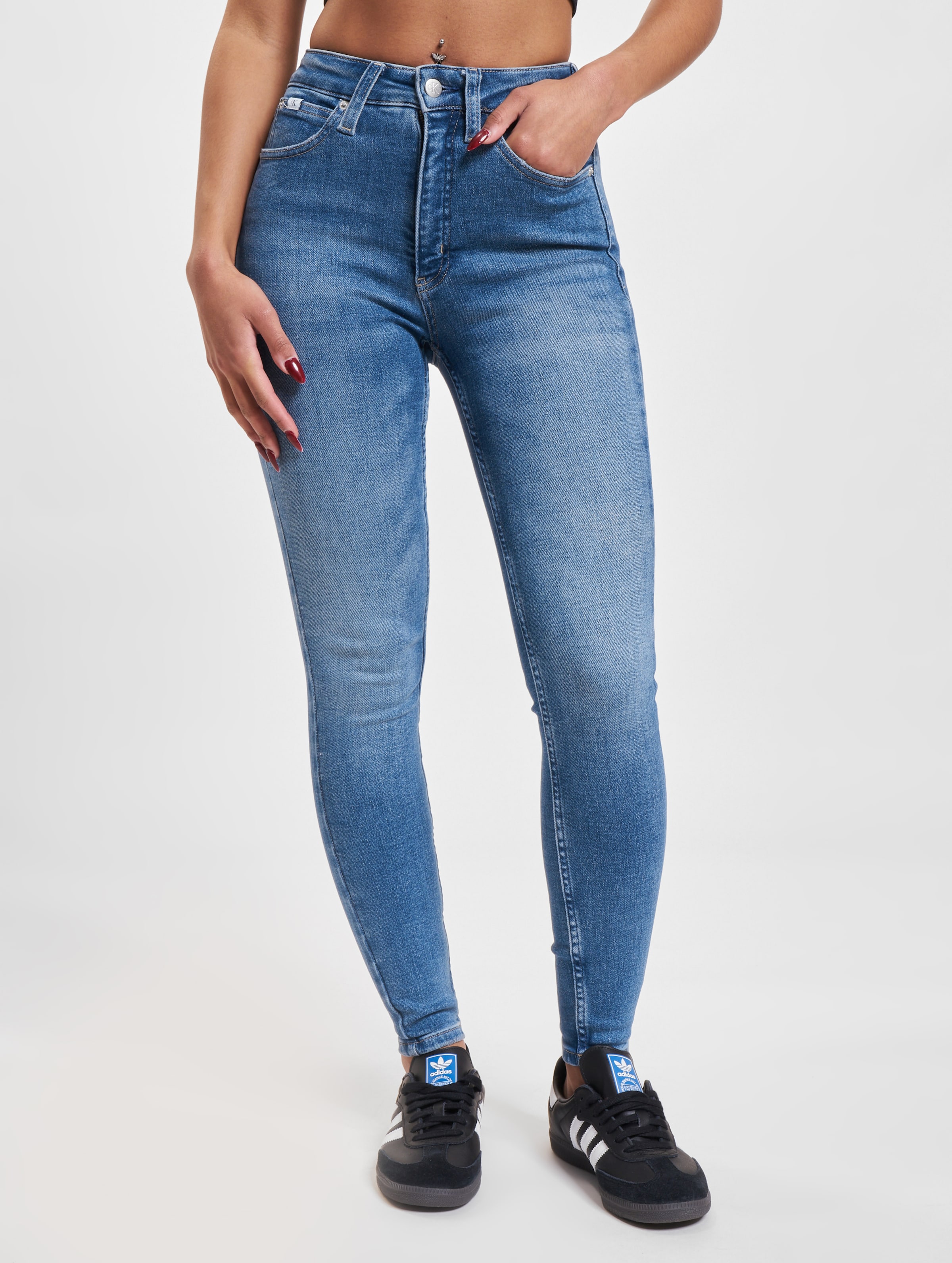Calvin Klein Jeans High Rise Ankle Super Skinny Fit Vrouwen op kleur blauw, Maat 32