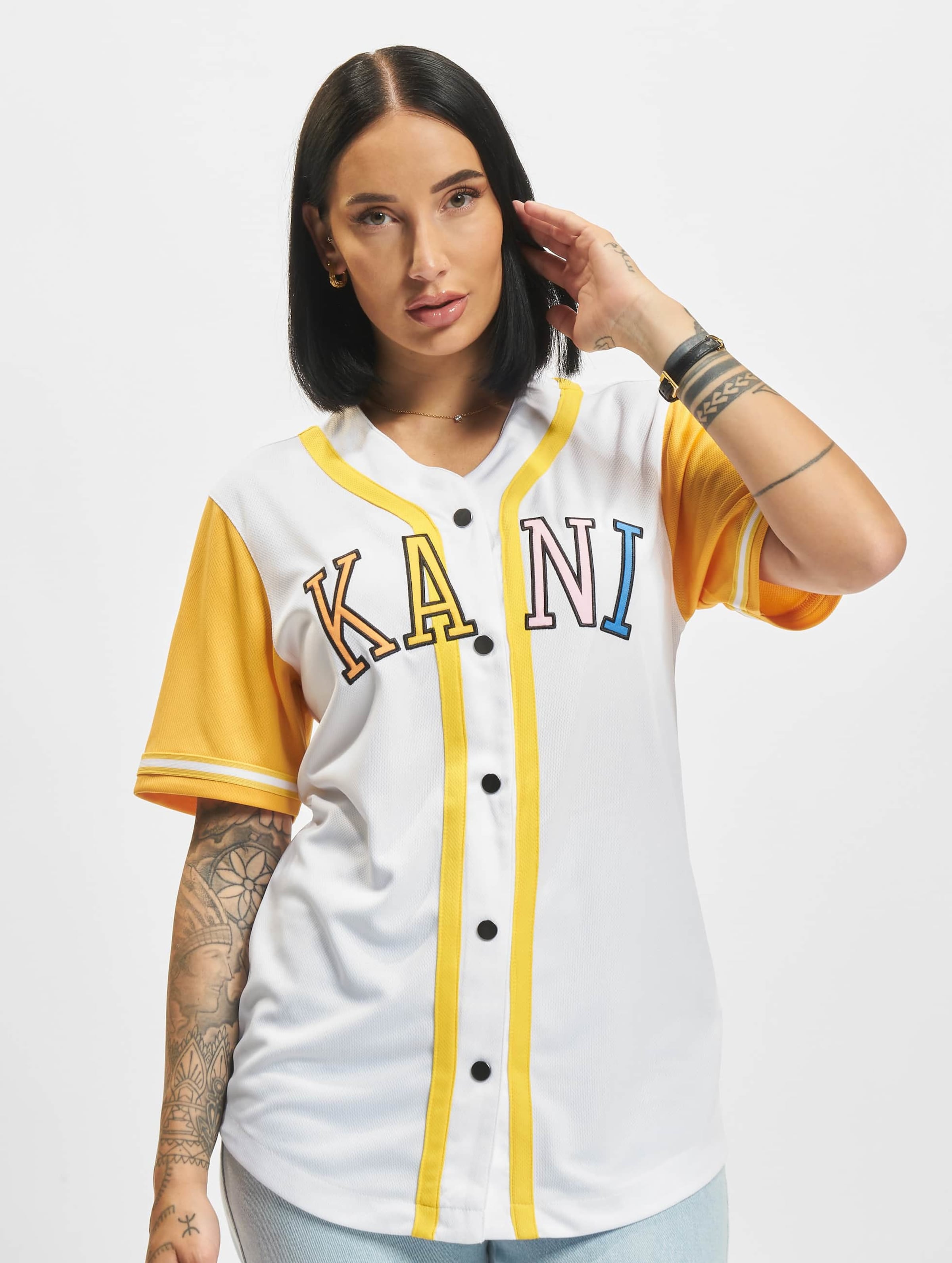 Karl Kani College Block Baseball Shirt Vrouwen op kleur wit, Maat XL