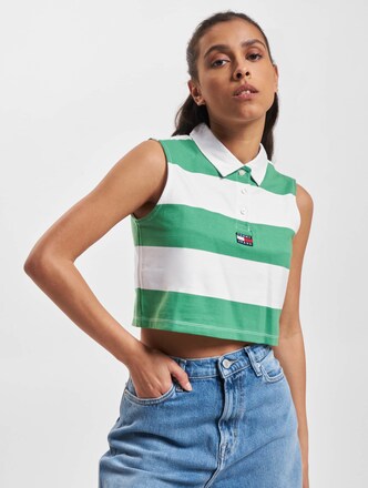 Tommy Jeans Badge Stripe Sl Polo Crop Top