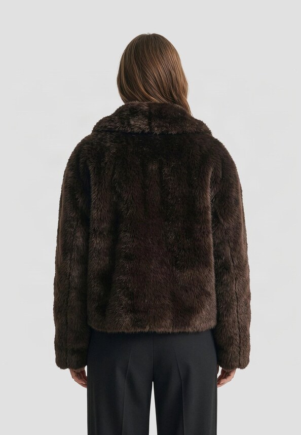 Ladies Short Faux Fur Jacket-1