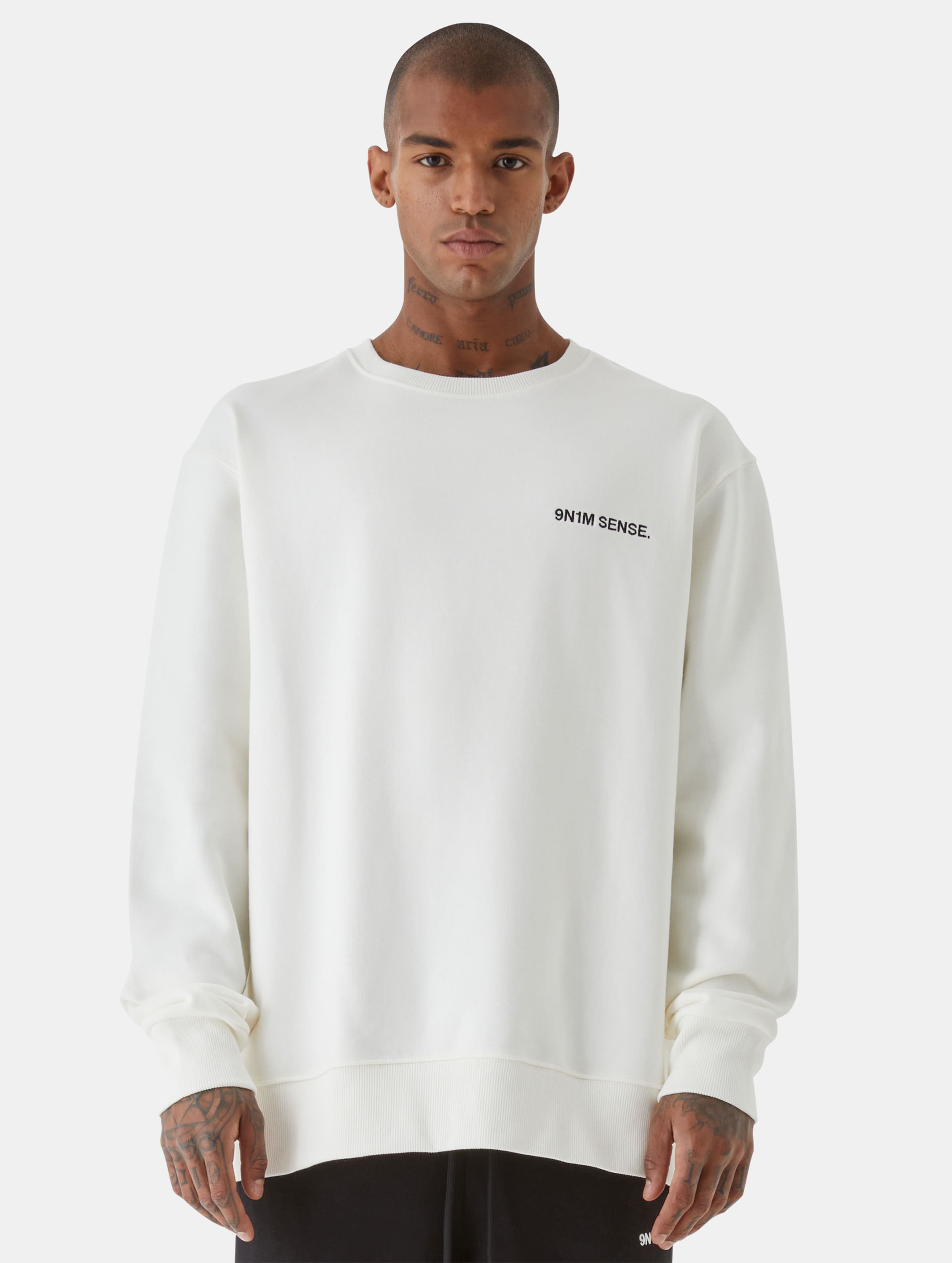 9N1M SENSE Essential Sweatshirt Männer,Unisex op kleur wit, Maat S