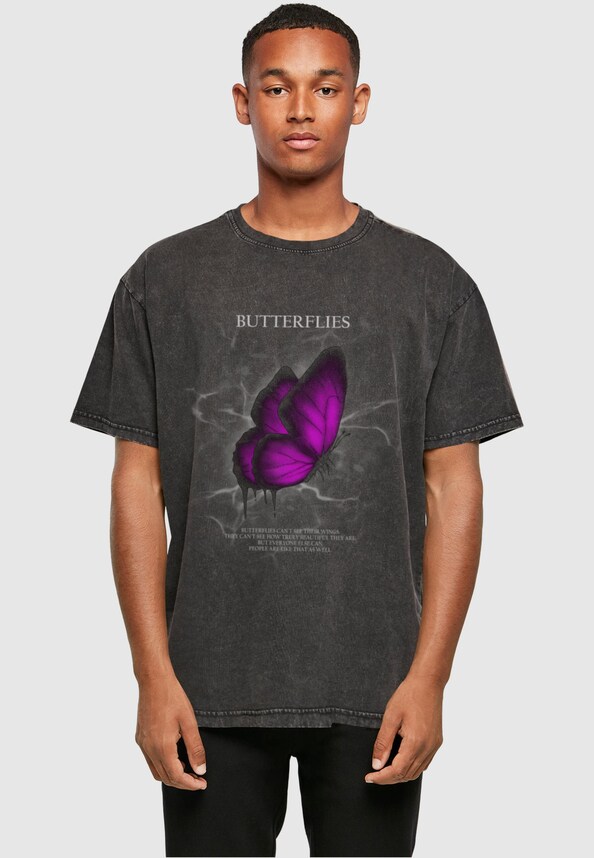 Butterflies Acid Washed Heavy Oversized Tee-0