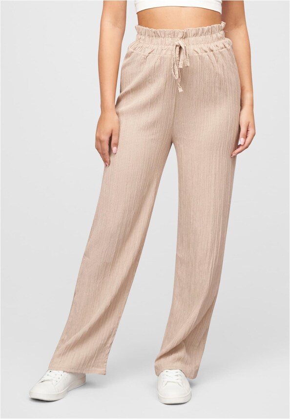 Sommer Hose mit weitem Beinschnitt und Strukturstoff-0