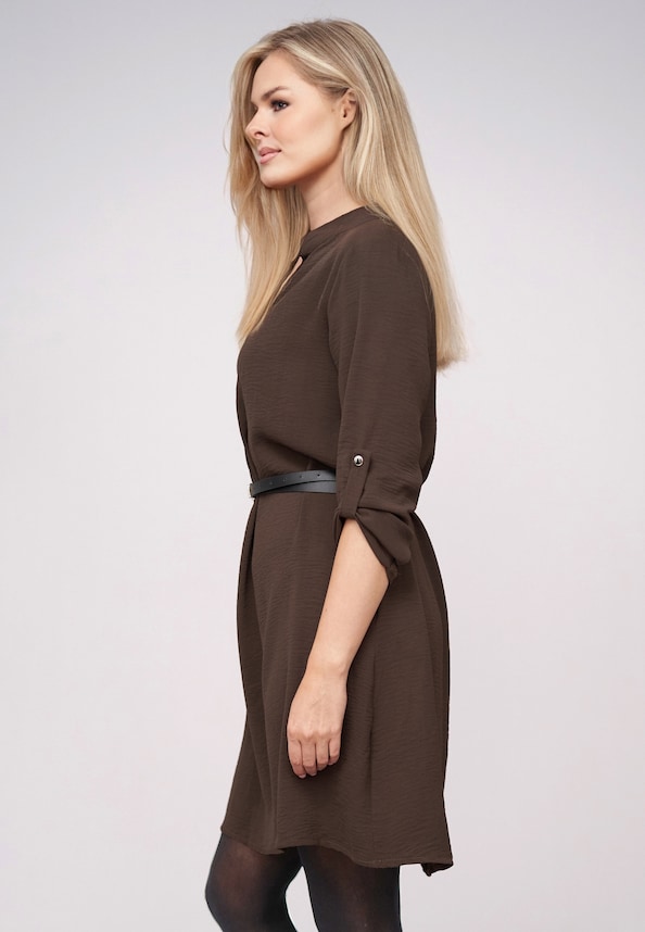 Musselin Dress with turn-up sleeves and belt-2