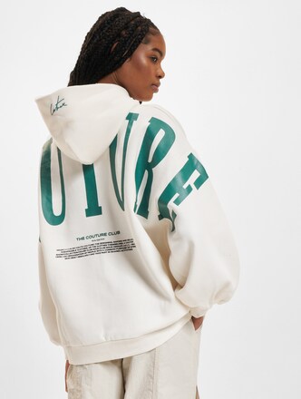 The Couture Club Oversized Couture Print Puff Sleeve Hoodie