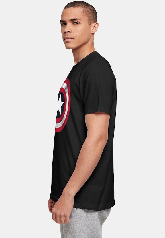 Avengers - Captain America Distressed Shield Basic T-Shirt-2