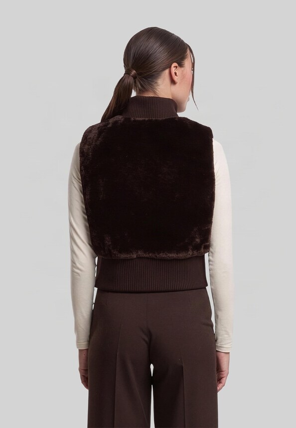 Ladies Cropped Faux Fur Vest-1