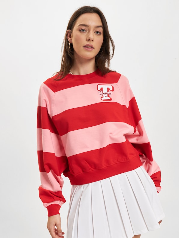 Relaxed Letterman Striped Crew-2