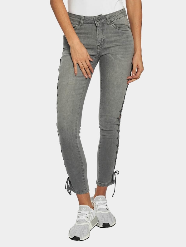 Urban Classics Lace up Denim Skinny Jeans-0