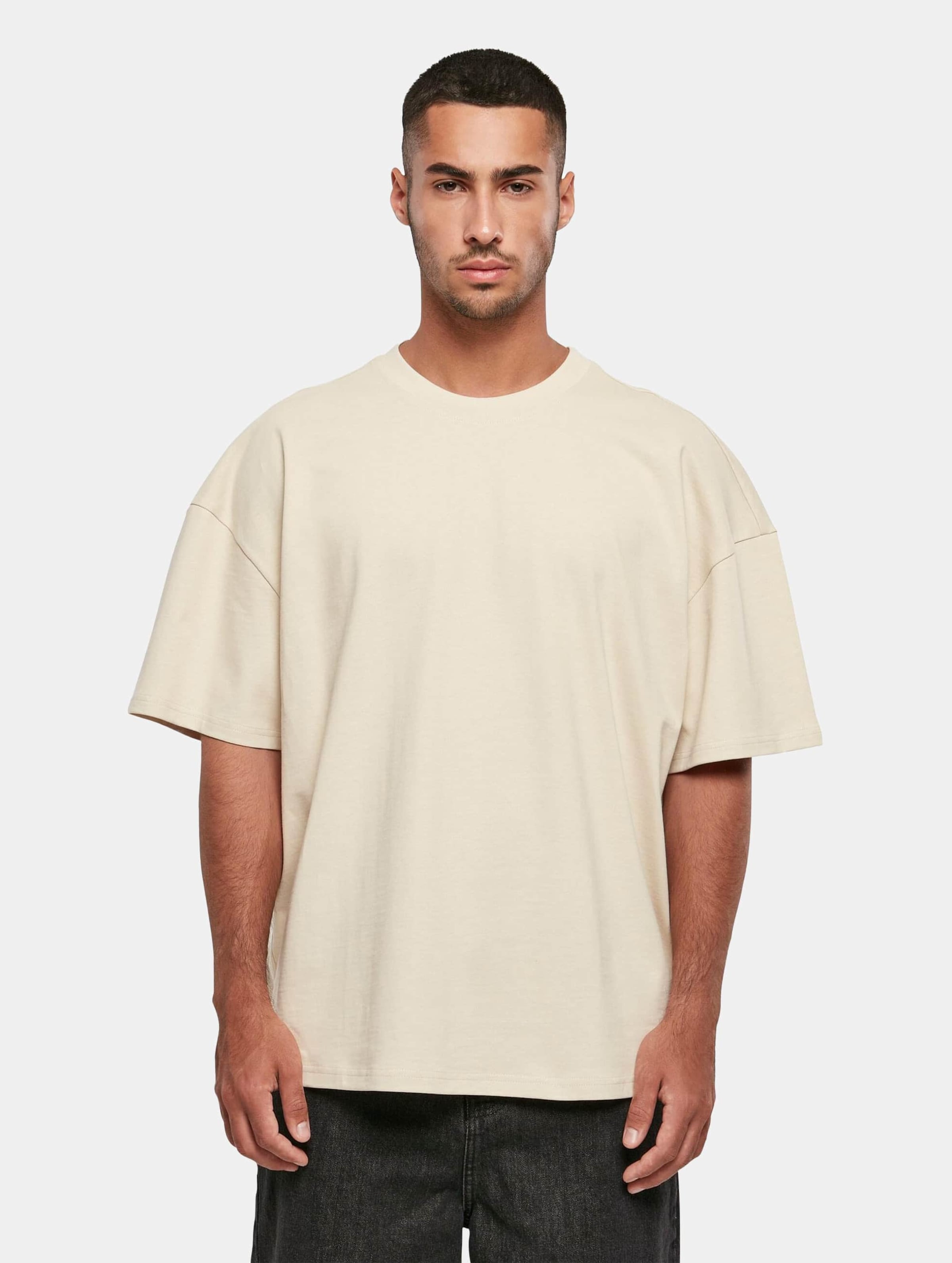 Build Your Brand Ultra Heavy Cotton Box Tee Mannen op kleur beige, Maat 5XL