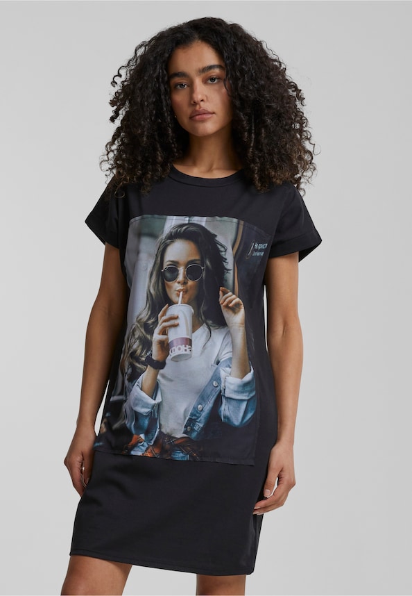 Cloud5ive Damen T-Shirt Kleid Woman Cup Print-0