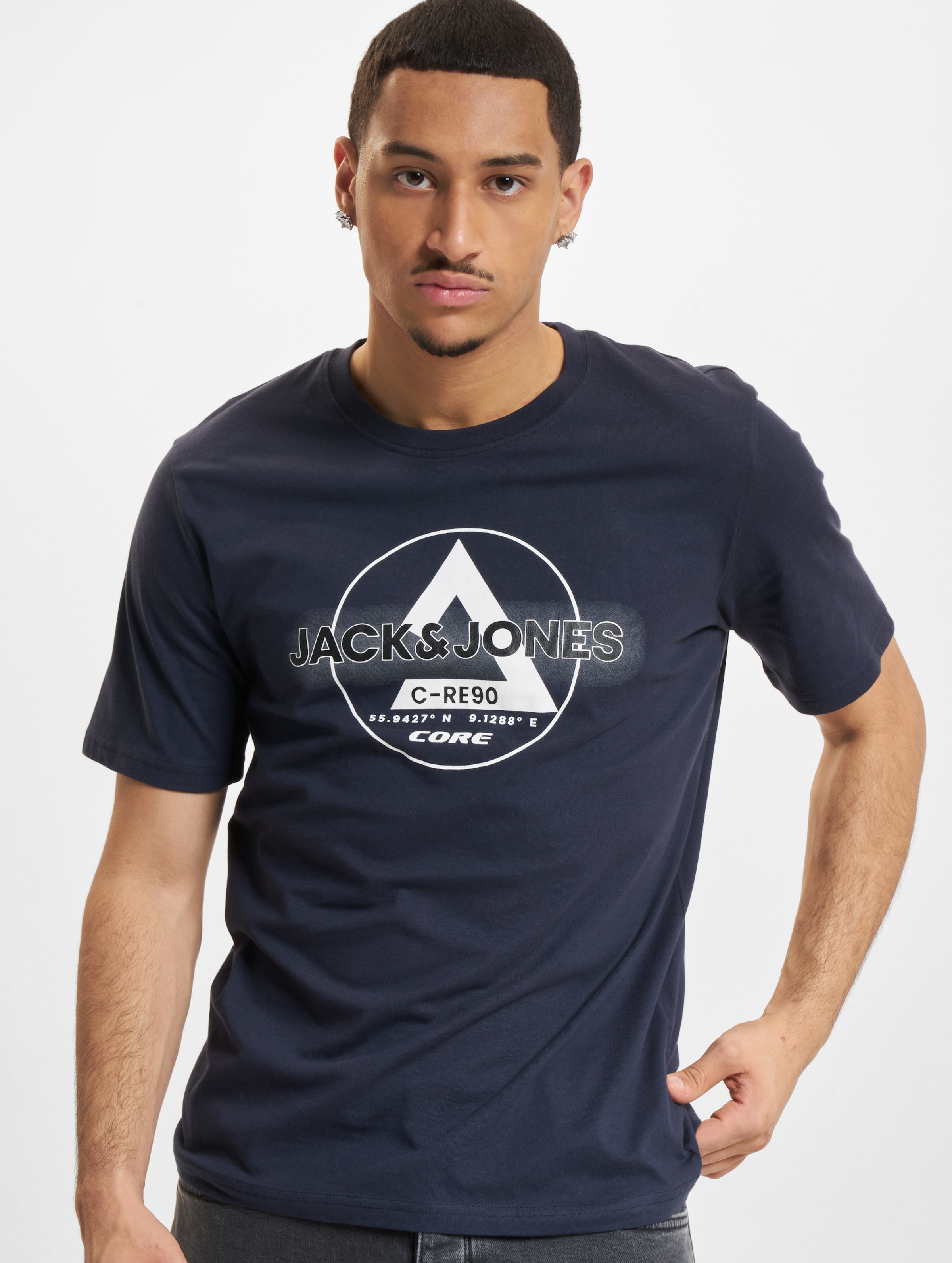 Jack & Jones Text Cotton Crew Neck T-Shirt Männer,Unisex op kleur blauw, Maat S