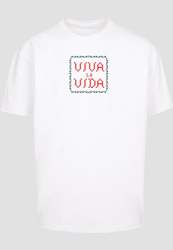 Frida Kahlo - Pixels viva la vida Heavy Oversize Tee-2