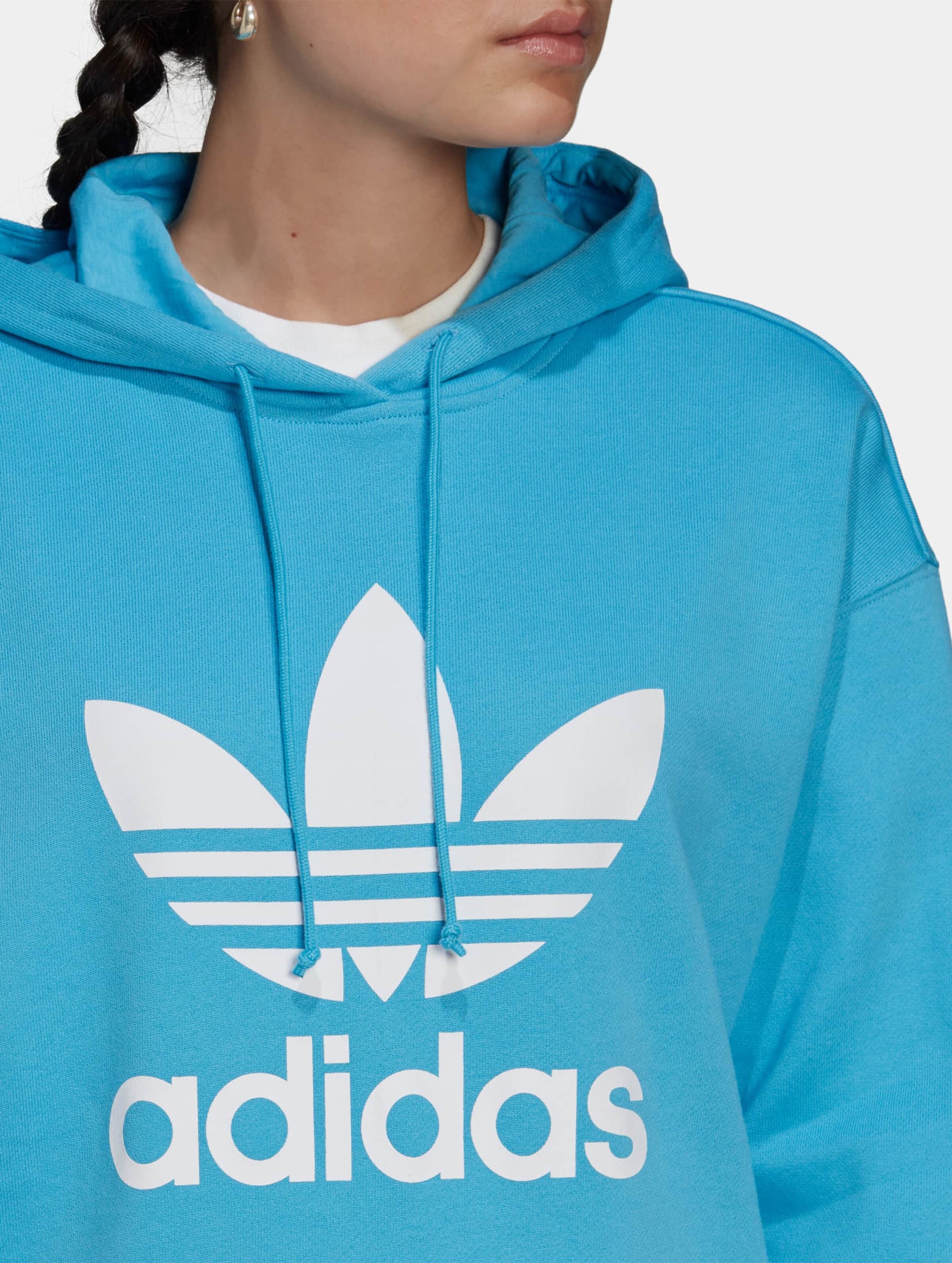 Adidas originals clearance trefoil hoodie blue