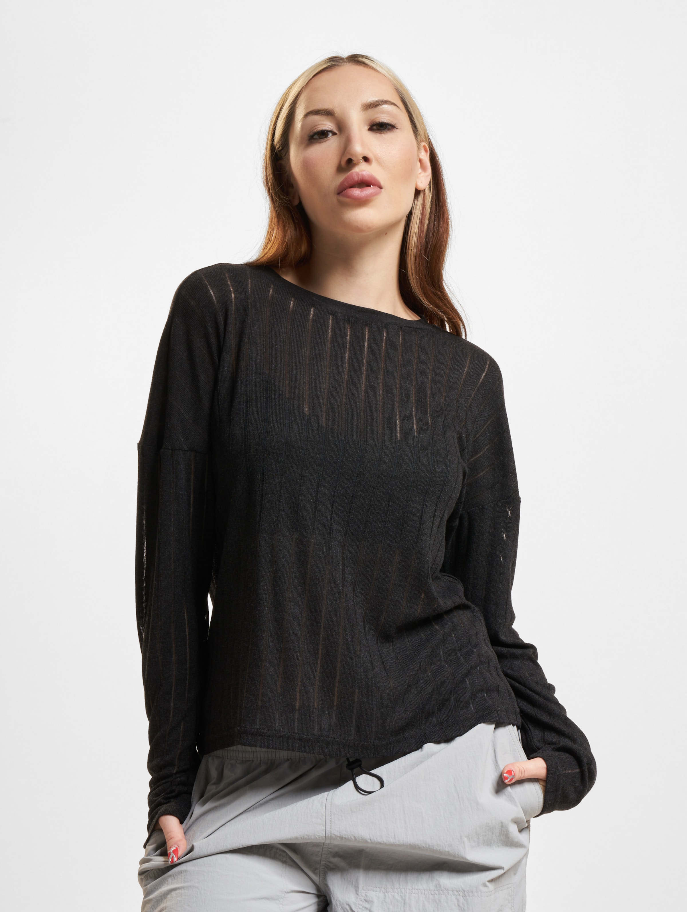 Only Sadiz O-Neck Longsleeves op kleur zwart, Maat XS