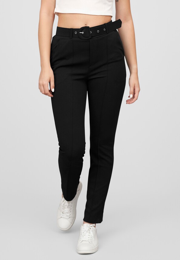 Cloud5ive Damen Elegante Hose mit Teilunähten inklusive Gürtel-0